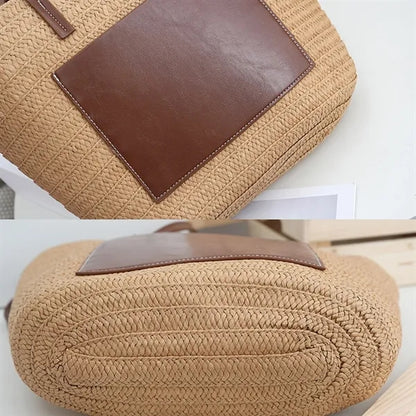 Lightweight Spacious Natural Handwoven Straw Shoulder Bag