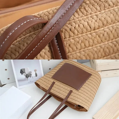Lightweight Spacious Natural Handwoven Straw Shoulder Bag
