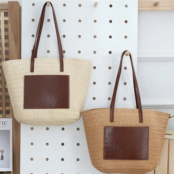 Lightweight Spacious Natural Handwoven Straw Shoulder Bag