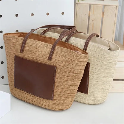Lightweight Spacious Natural Handwoven Straw Shoulder Bag