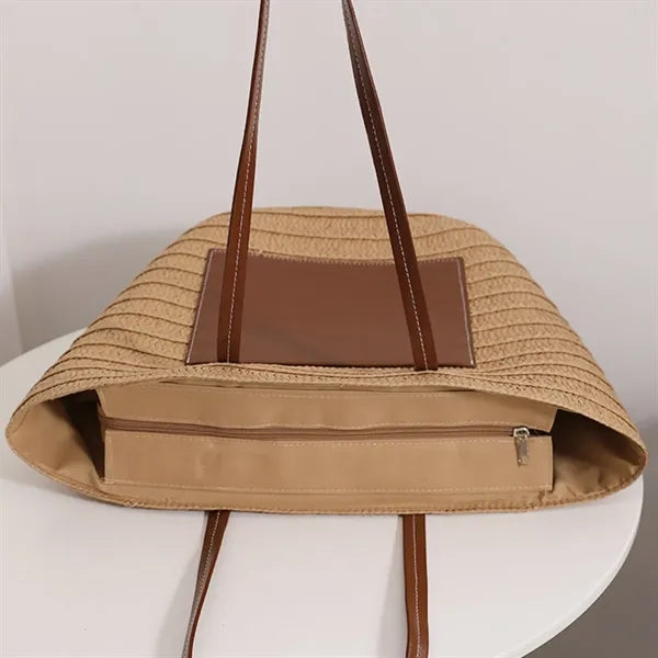 Lightweight Spacious Natural Handwoven Straw Shoulder Bag