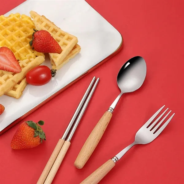 Wood Handle Stainless Steel Premium Eco-Friendly Tableware