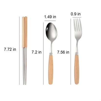 Wood Handle Stainless Steel Premium Eco-Friendly Tableware
