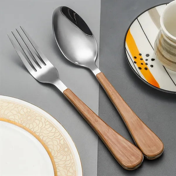 Stainless Steel Durable Cutlery with Imitation Wood Handle