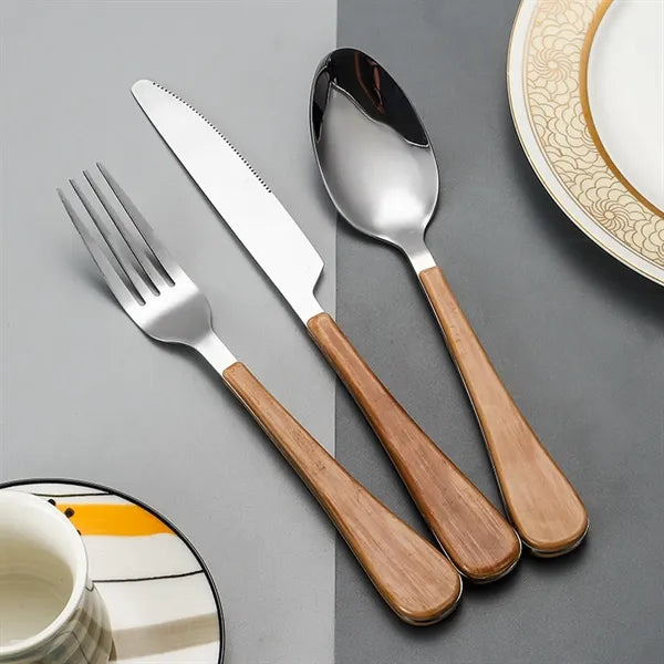 Stainless Steel Durable Cutlery with Imitation Wood Handle