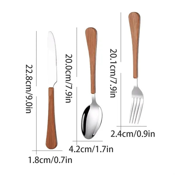 Stainless Steel Durable Cutlery with Imitation Wood Handle