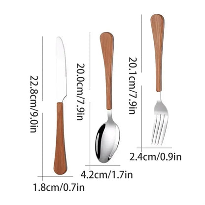 Stainless Steel Durable Cutlery with Imitation Wood Handle