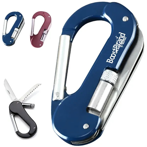 Custom Multi Tool Carabiner with Knife & LED Flashlight