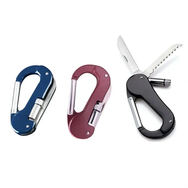 Custom Multi Tool Carabiner with Knife & LED Flashlight
