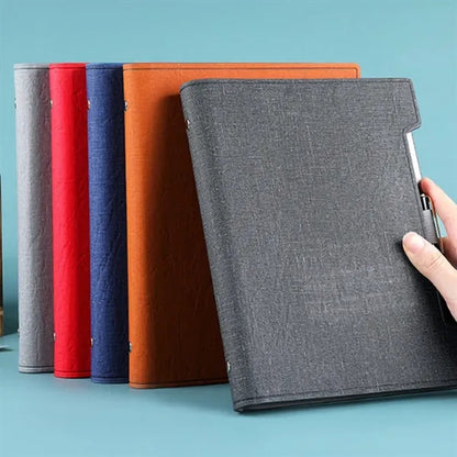 A5 PU Leather Clasp Ring Binder Notebook with Card Slots