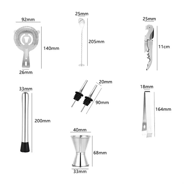 25oz. Stainless Steel Cocktail Shaker Set with Bamboo Stand
