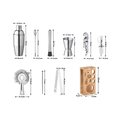 23oz. Stainless Steel Cocktail Shaker Set with Bamboo Stand