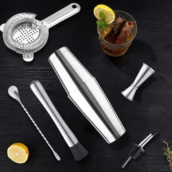 23oz. Stainless Steel Cocktail Shaker Set with Bamboo Stand