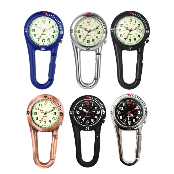 Outdoor Carabiner Watch with Luminous Dial & Safety Clip