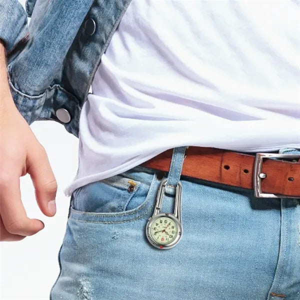 Outdoor Carabiner Watch with Luminous Dial & Safety Clip