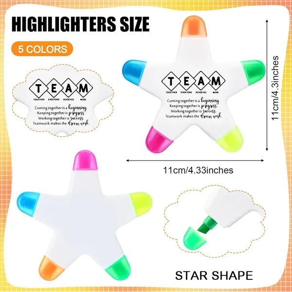 5 Colors Star Markers Fluorescent Pens