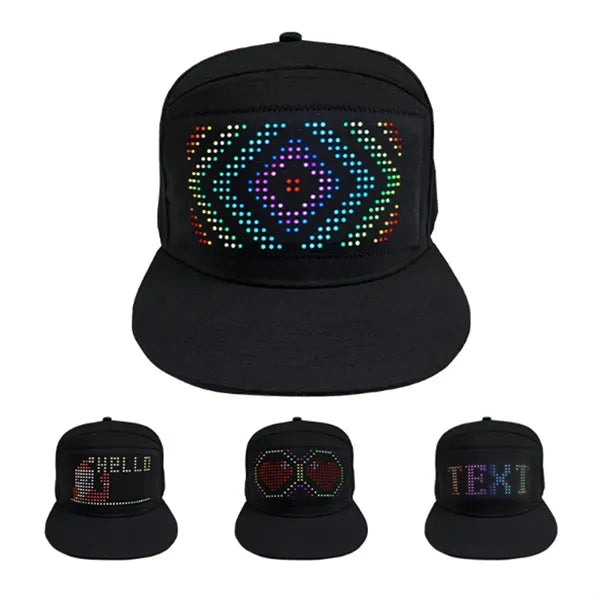 Custom Bluetooth Full Color LED Cap with Digital Display