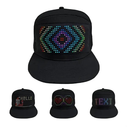Custom Bluetooth Full Color LED Cap with Digital Display