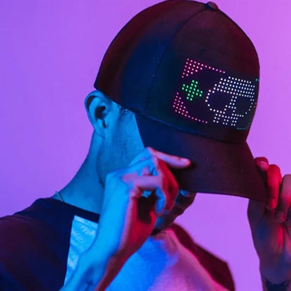 Custom Bluetooth Full Color LED Cap with Digital Display