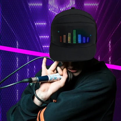 Custom Bluetooth Full Color LED Cap with Digital Display