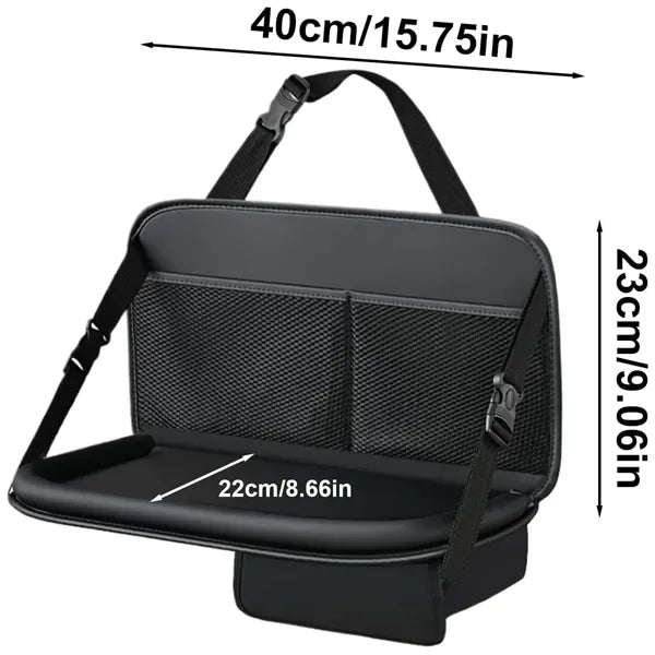 Foldable PU Leather Seat Back Organizer with Tray