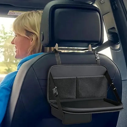 Foldable PU Leather Seat Back Organizer with Tray