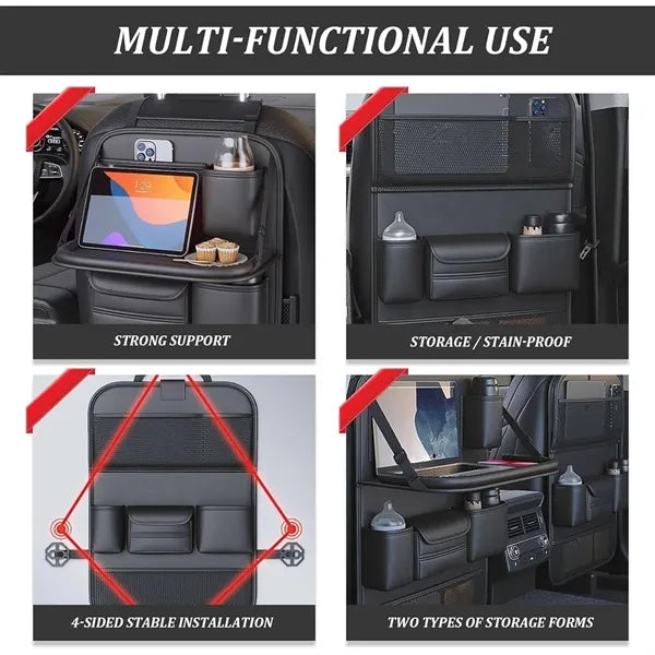 Foldable Leather Car Back Seat Organizer