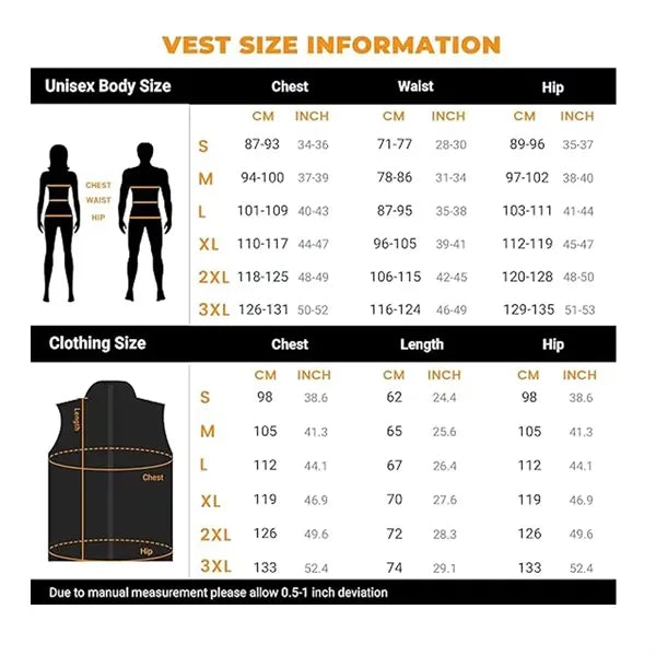 Electric Rechargeable Heated Vest 5 Heating Zones