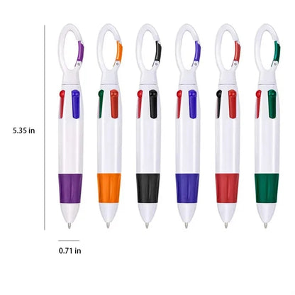 4-Color Retractable Soft Grip Ballpoint Pen with Keychain