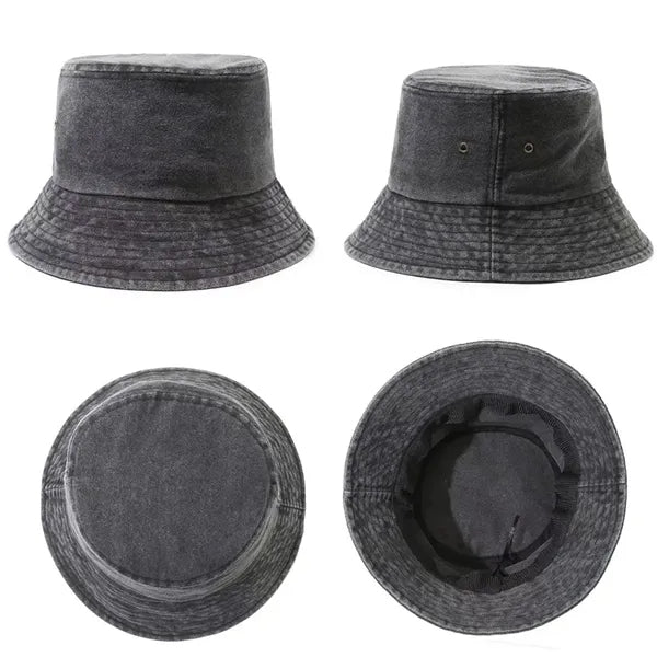 Vintage Washed Denim Fisherman Bucket Hat