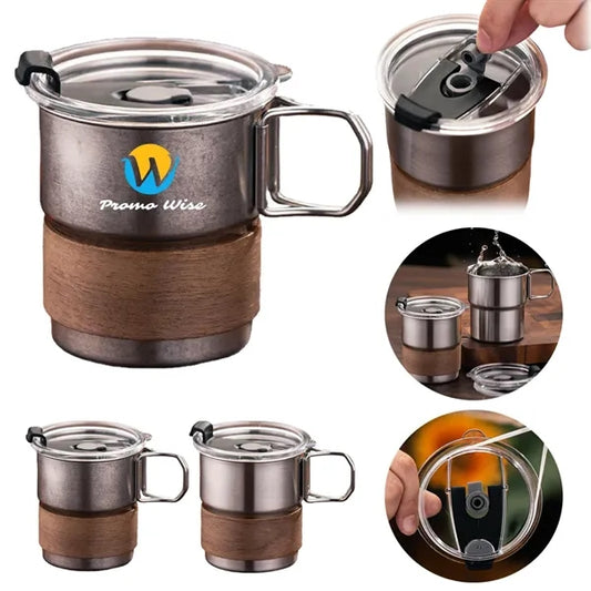 10-oz Stainless Steel Portable Camp Cup with Foldable Handle