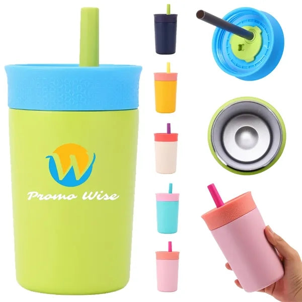12-oz Stainless Steel Tumbler with Spill-Resistant Straw