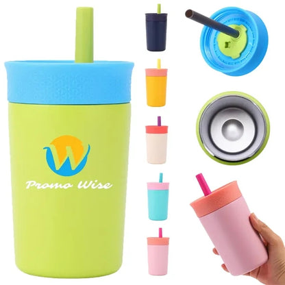 12-oz Stainless Steel Tumbler with Spill-Resistant Straw