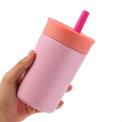 12-oz Stainless Steel Tumbler with Spill-Resistant Straw