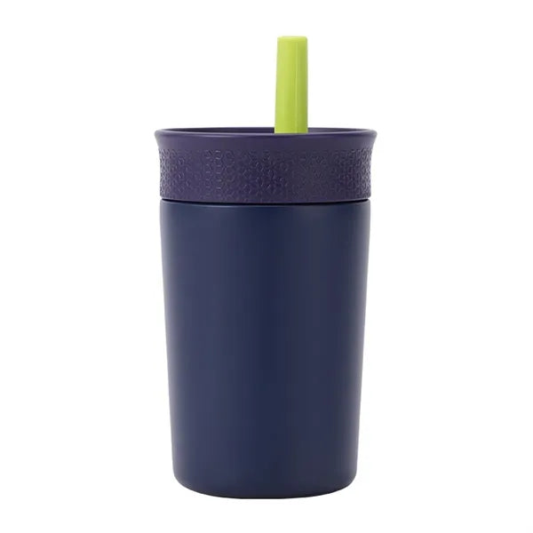12-oz Stainless Steel Tumbler with Spill-Resistant Straw