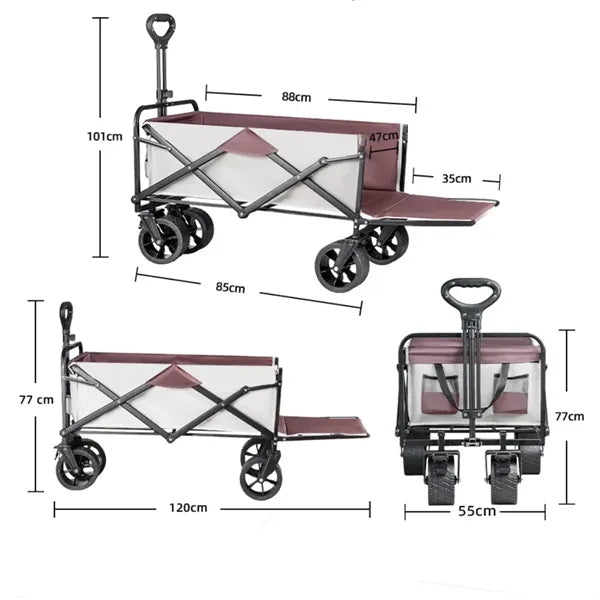 Collapsible Heavy Duty Beach Grocery Cart Camping Outdoor  U