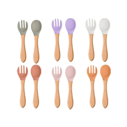 Silicone Baby Spoons and Forks for 12-18 Months Self-feeding