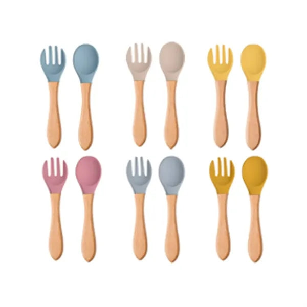 Silicone Baby Spoons and Forks for 12-18 Months Self-feeding