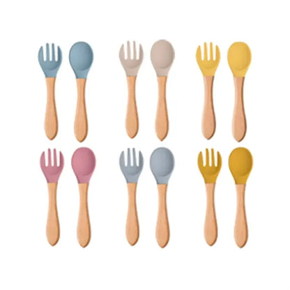 Silicone Baby Spoons and Forks for 12-18 Months Self-feeding