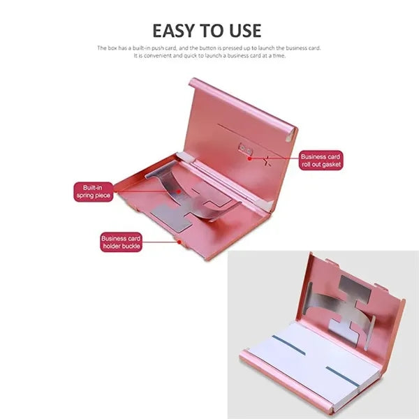 Portable Aluminum Alloy Thumb-push Business Card Holder Case