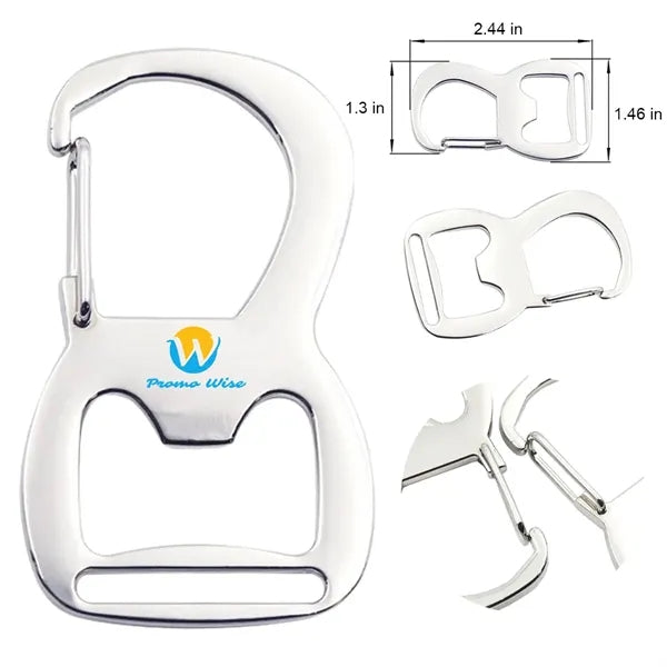 Self-Locking Zinc Alloy Bottle Opener Carabiner Keychain