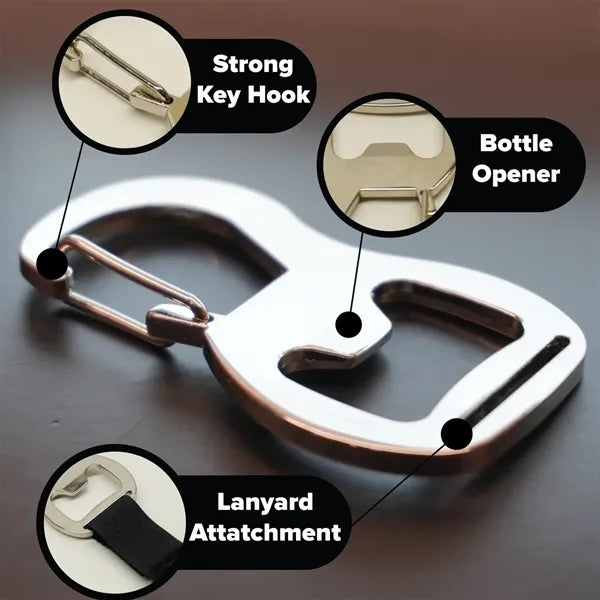 Self-Locking Zinc Alloy Bottle Opener Carabiner Keychain