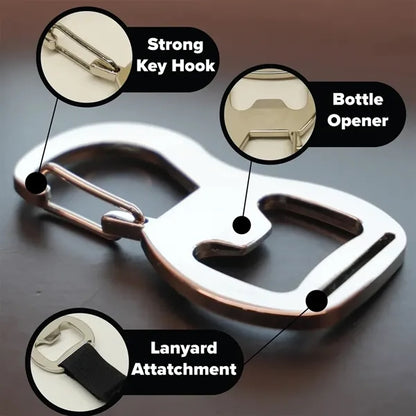 Self-Locking Zinc Alloy Bottle Opener Carabiner Keychain