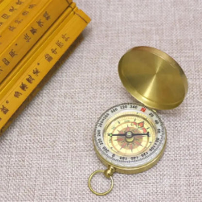Copper Luminous Waterproof Flip-top Pocket Camping Compass