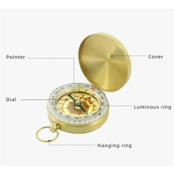 Copper Luminous Waterproof Flip-top Pocket Camping Compass