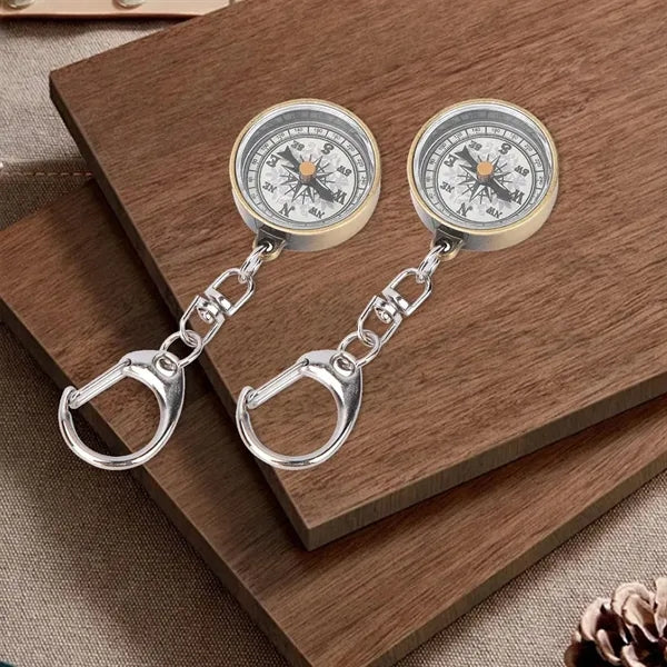 Zinc Alloy Compact Vintage Portable Pocket Compass Keychain