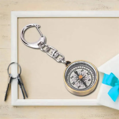Zinc Alloy Compact Vintage Portable Pocket Compass Keychain
