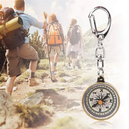 Zinc Alloy Compact Vintage Portable Pocket Compass Keychain