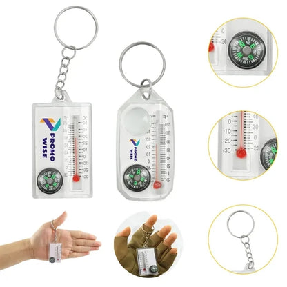 Portable Mini Mountaineering Thermometer Keychain Compass