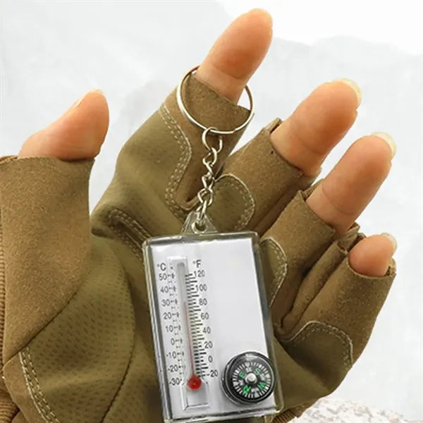 Portable Mini Mountaineering Thermometer Keychain Compass